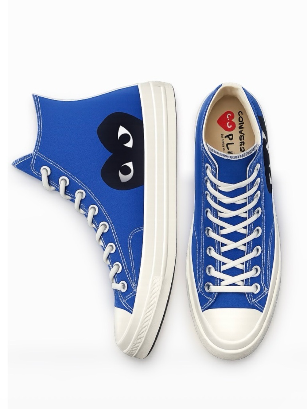 Comme des Garcons Play x Converse Blue Canvas Low-Top Sneakers with Black Heart